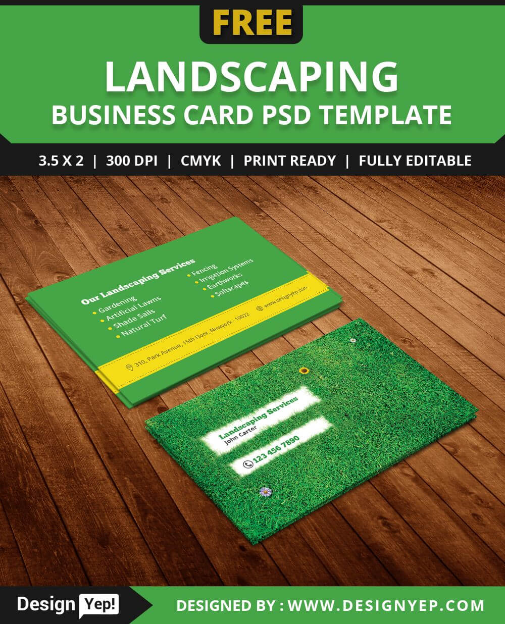 Free Landscaping Business Card Template Psd | Landscaping Within Lawn Care Business Cards Templates Free