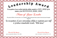 Free Leadership Award At Clevercertificates | Leadership in Leadership Award Certificate Template