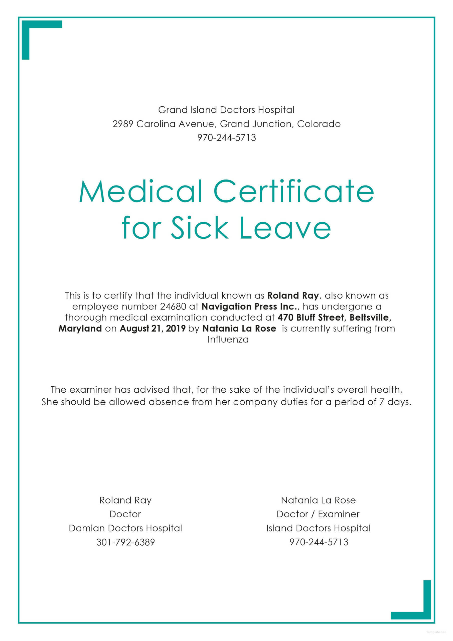 Free Medical Certificate For Sick Leave | Medical Within Free Fake Medical Certificate Template