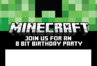 Free Minecraft Birthday Invitations - Personalize For Print inside Minecraft Birthday Card Template