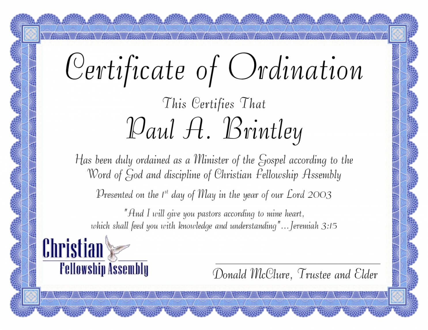 Free Minister Ordination Certificate Clean Best S Of With Regard To Free Ordination Certificate Template