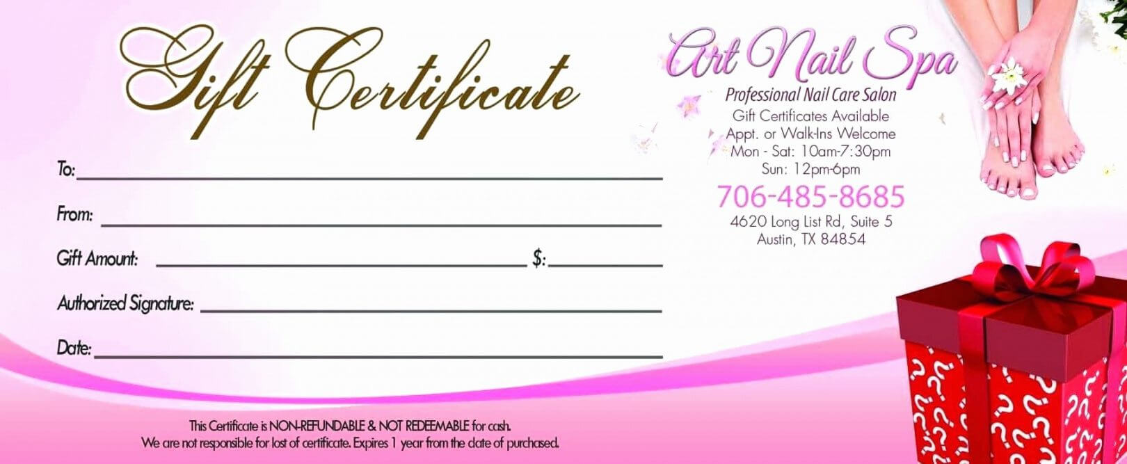 Free Nail Salon A Street Design For Template Nail Salon Gift In Nail Gift Certificate Template Free
