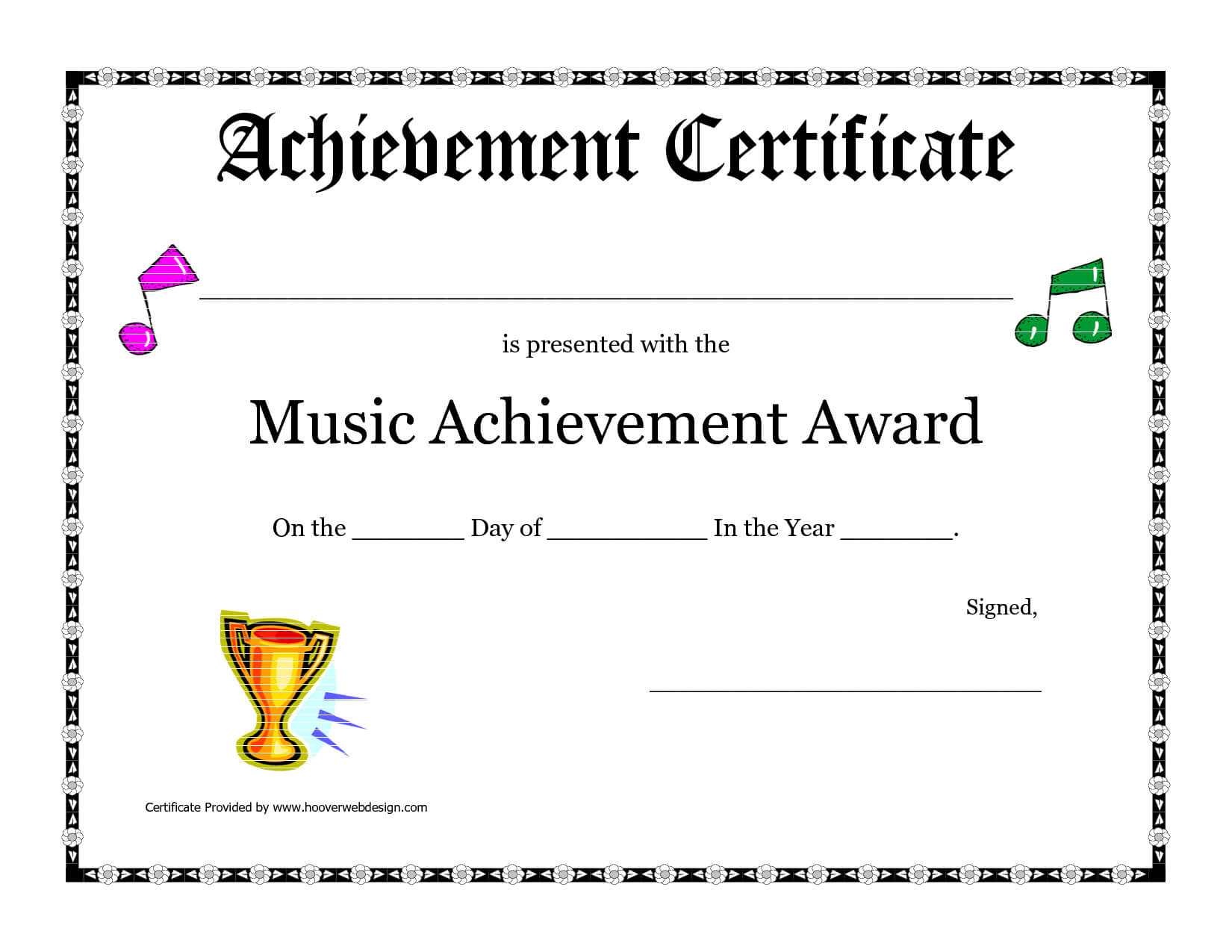 Free Printable Achievement Award Certificate Template In Choir Certificate Template