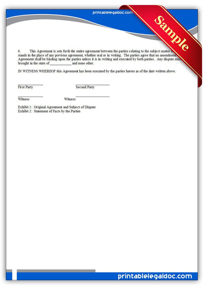 Free Printable Arbitration Or Mediation Agreement | Sample Regarding Practical Completion Certificate Template Jct