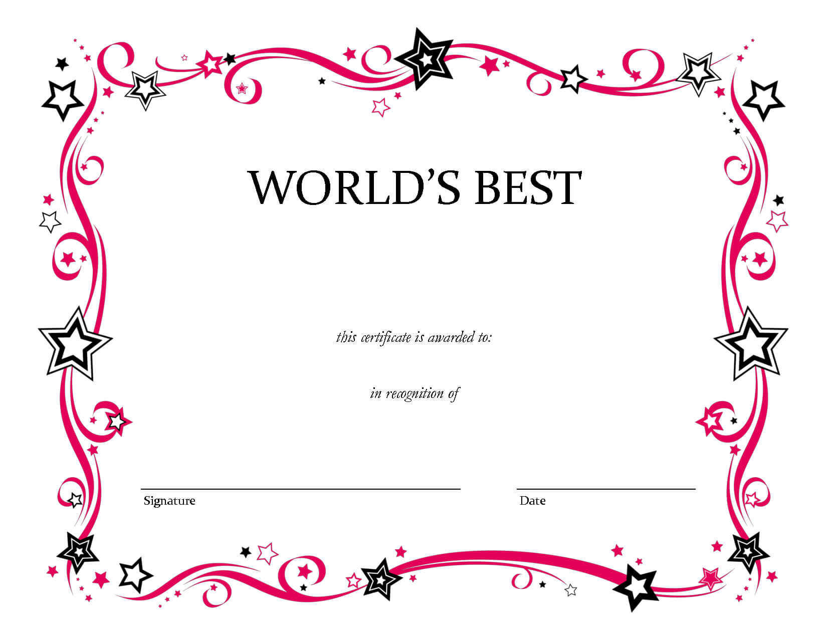 Free Printable Blank Award Certificate Templates Chainimage For Congratulations Certificate Word Template