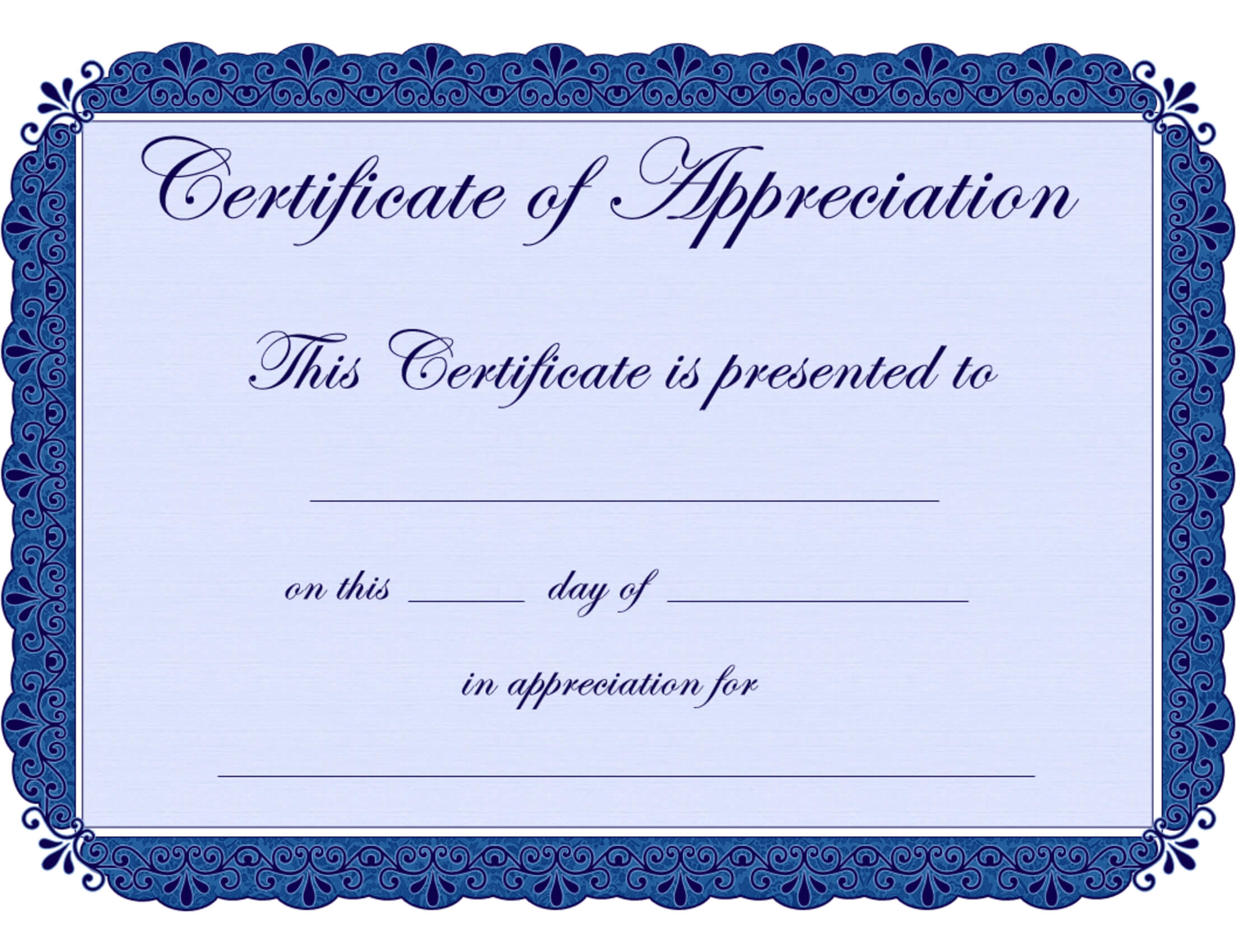 Free Printable Certificates Certificate Of Appreciation For Certificate Of Appreciation Template Free Printable