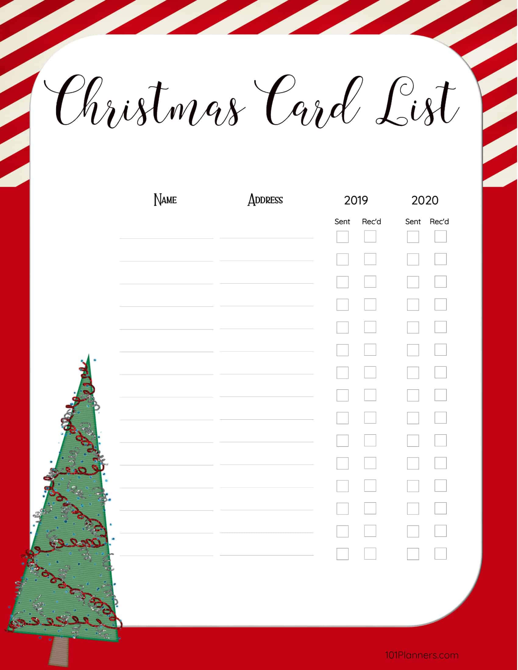 Free Printable Christmas Gift List Template Throughout Christmas Card List Template