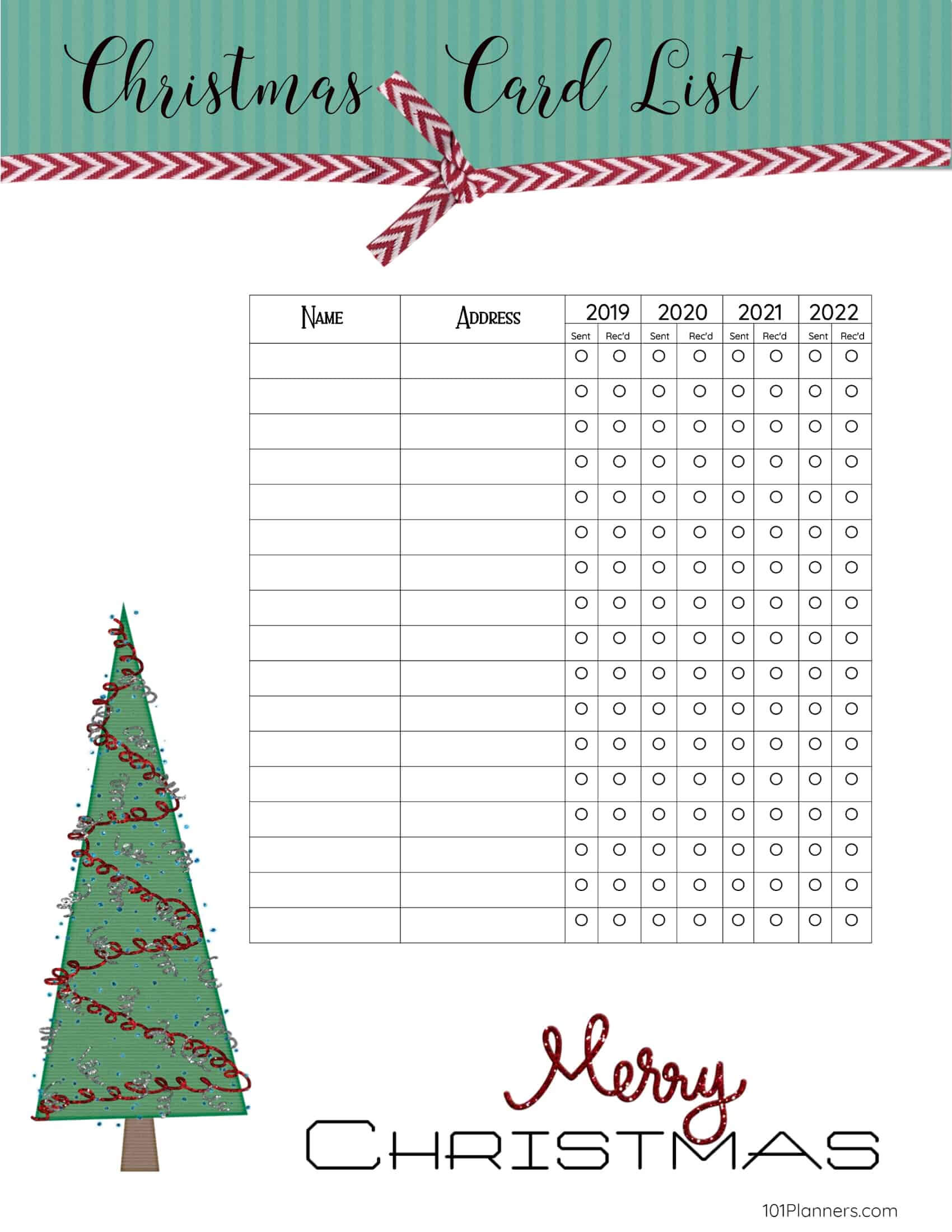 Free Printable Christmas Gift List Template With Regard To Christmas Card List Template