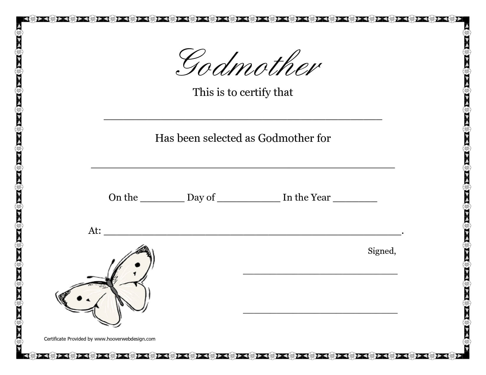 Free Printable Godparent Certificates | Printable Godmother Inside Baby Christening Certificate Template