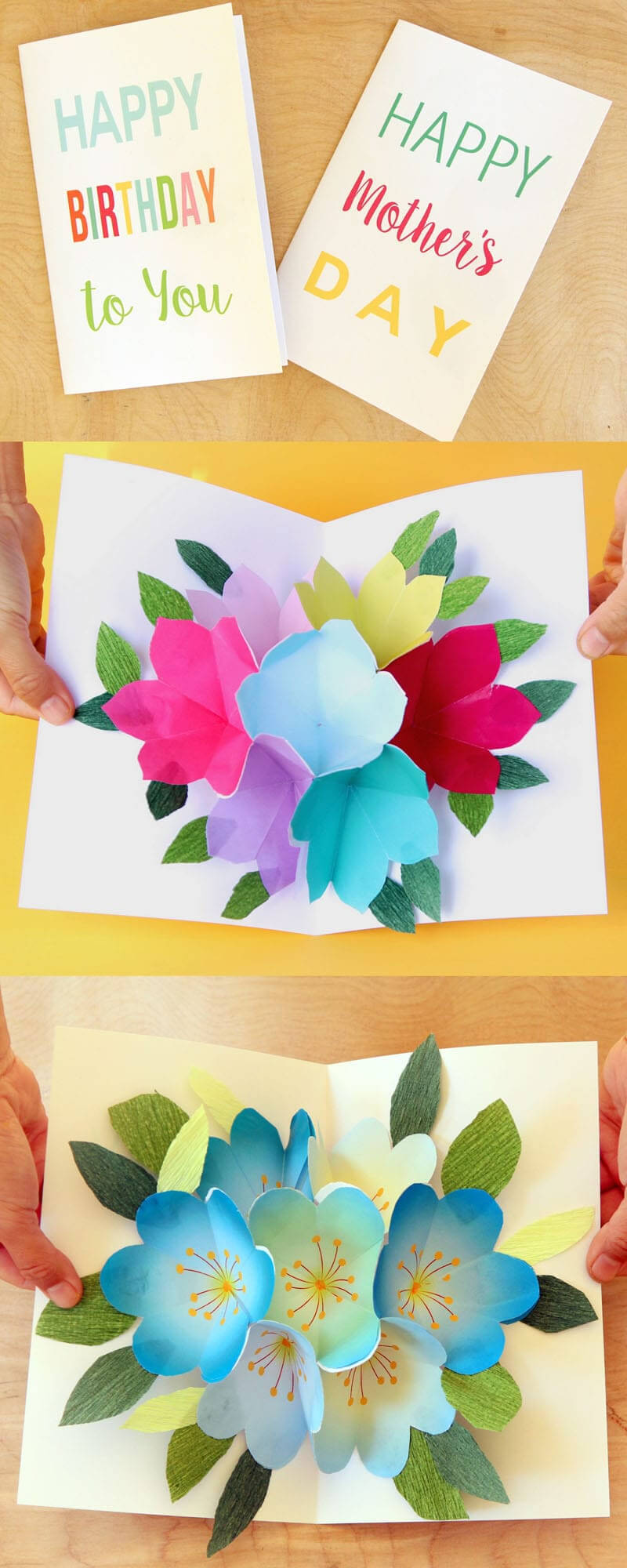 Free Printable Happy Birthday Card With Pop Up Bouquet – A Throughout Mom Birthday Card Template