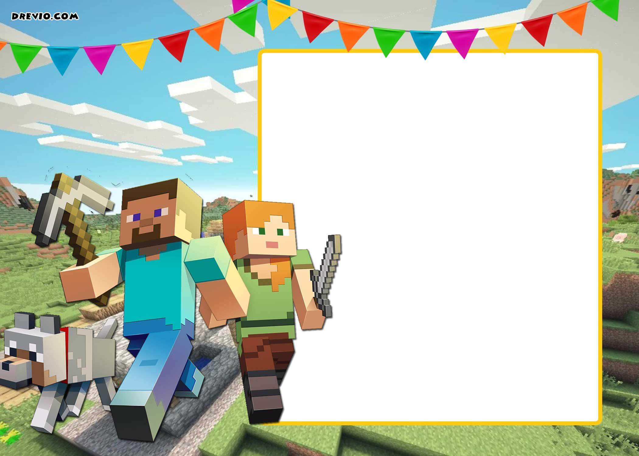 Free Printable Minecraft Birthday Invitation Template Intended For Minecraft Birthday Card Template