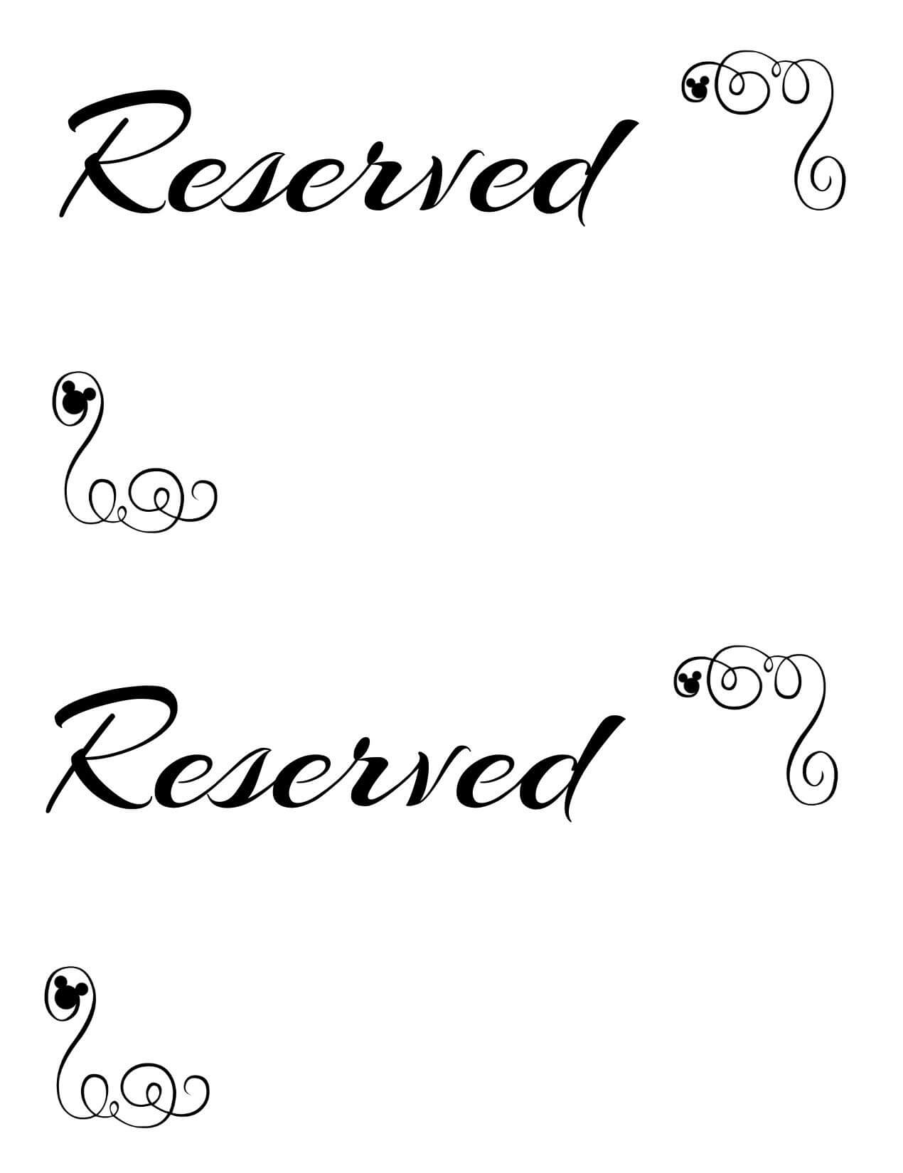 Free Printable Reserved Seating Signs For Your Wedding With Reserved Cards For Tables Templates