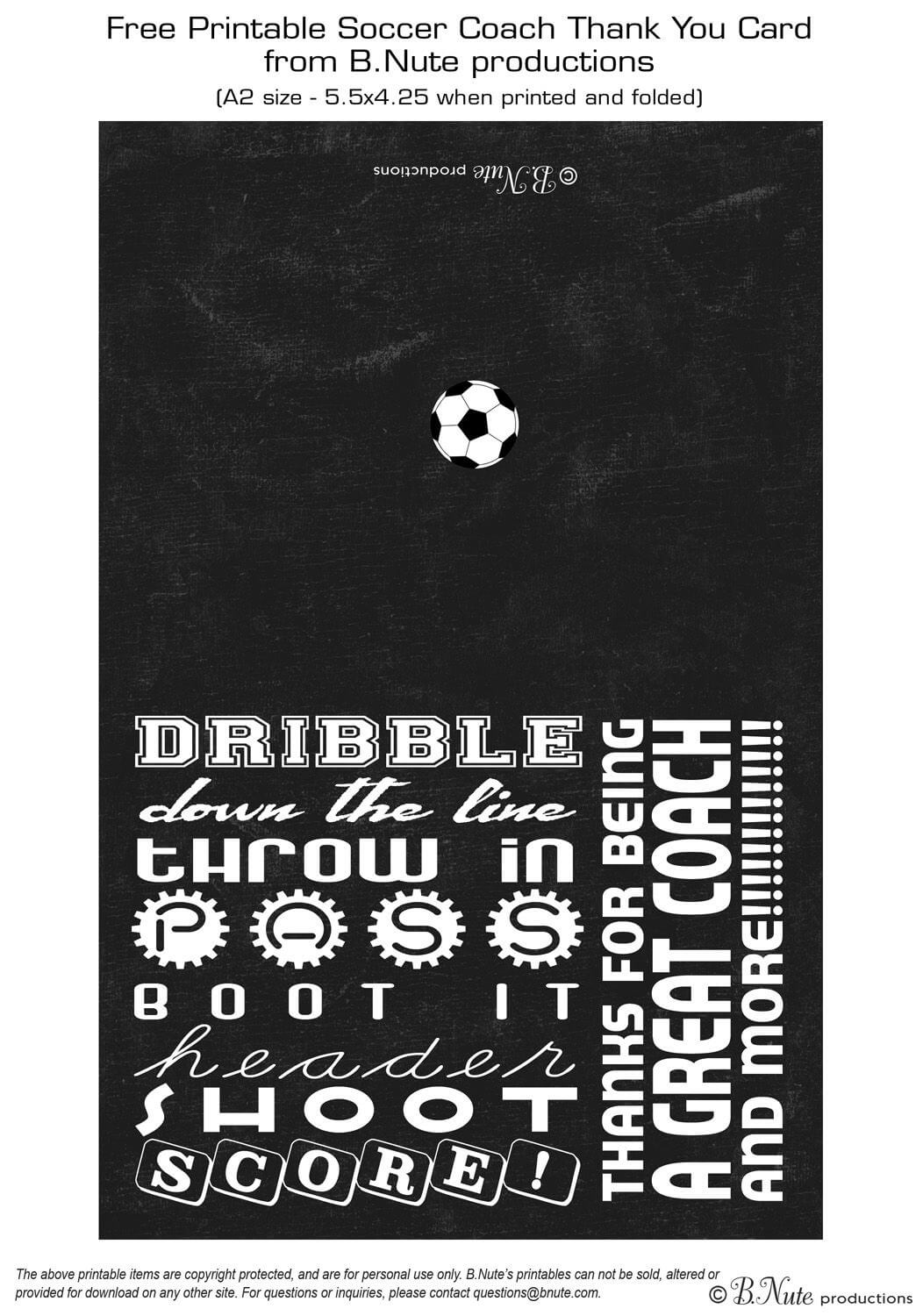 Free Printable Soccer Coach Thank You Card From B.nute Intended For Soccer Thank You Card Template