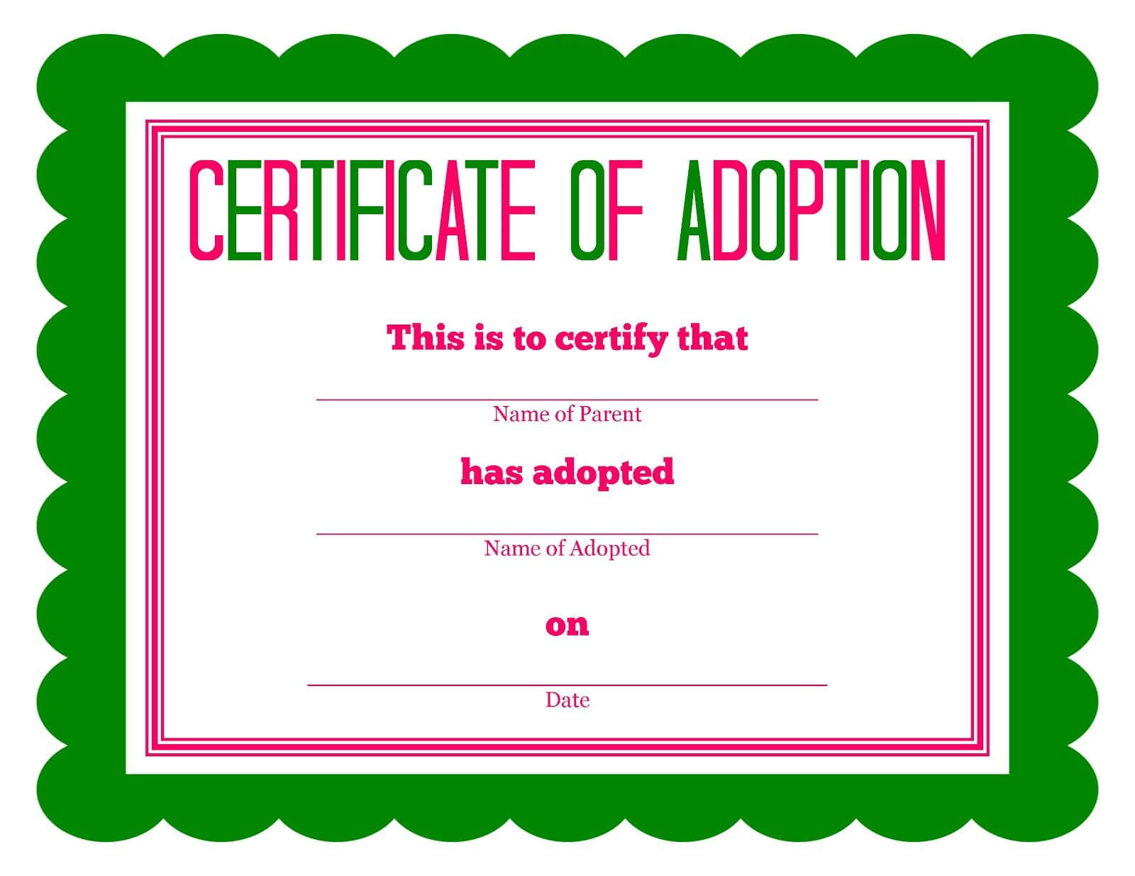 Free Printable Stuffed Animal Adoption Certificate In 2020 In Toy Adoption Certificate Template