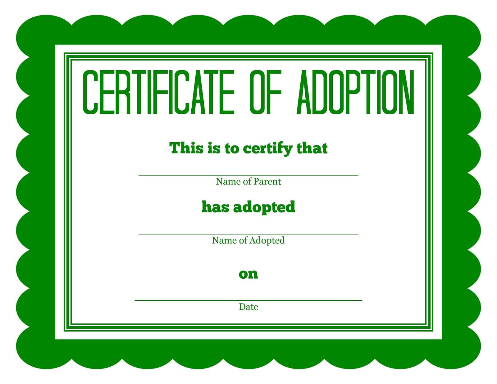 Free Printable Stuffed Animal Adoption Certificate With Child Adoption Certificate Template