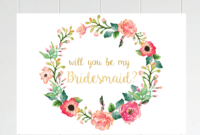 Free Printable Will You Be My Bridesmaid Card. Only At pertaining to Will You Be My Bridesmaid Card Template