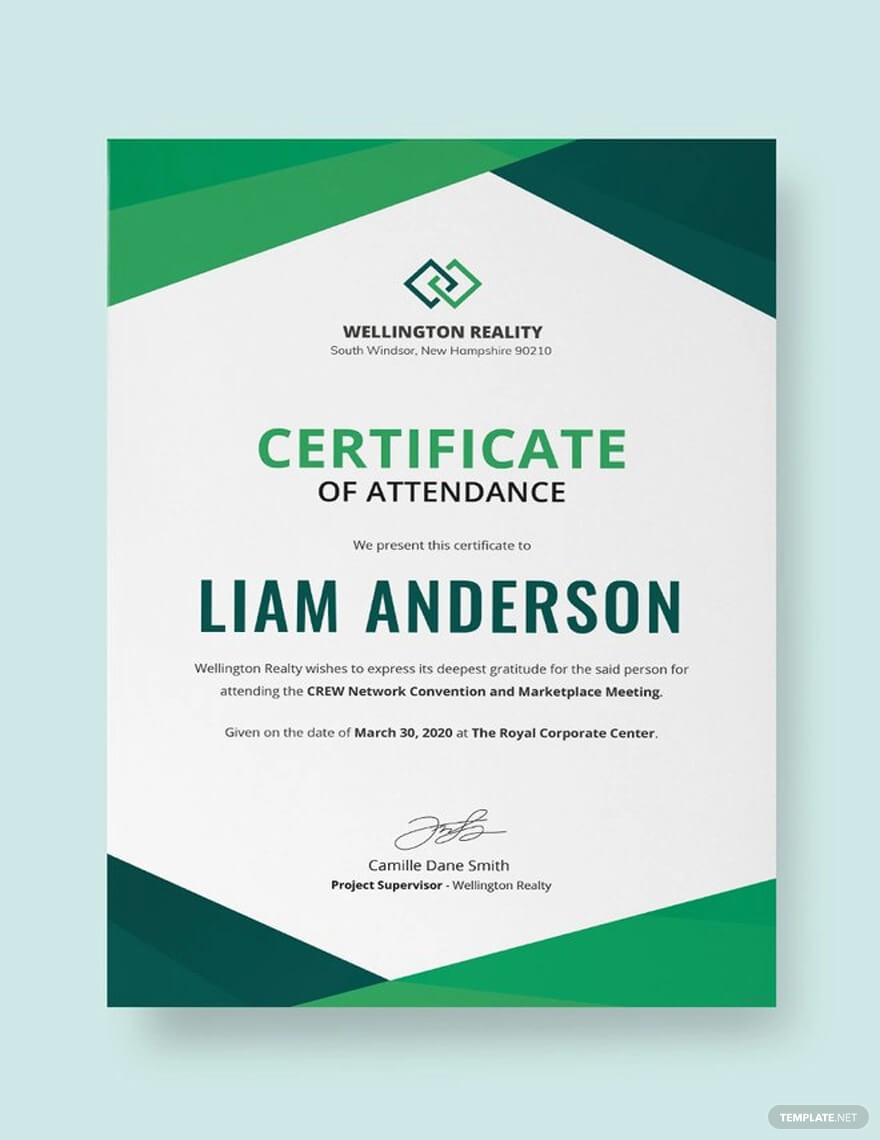 Free Program Attendance Certificate | Certificate Templates Pertaining To Indesign Certificate Template