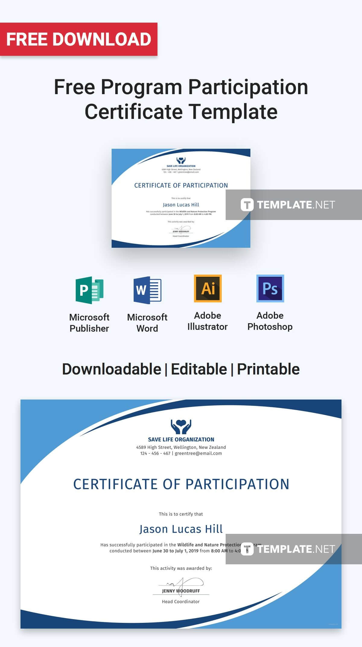 Free Program Participation Certificate | Certificate Of Intended For Conference Participation Certificate Template