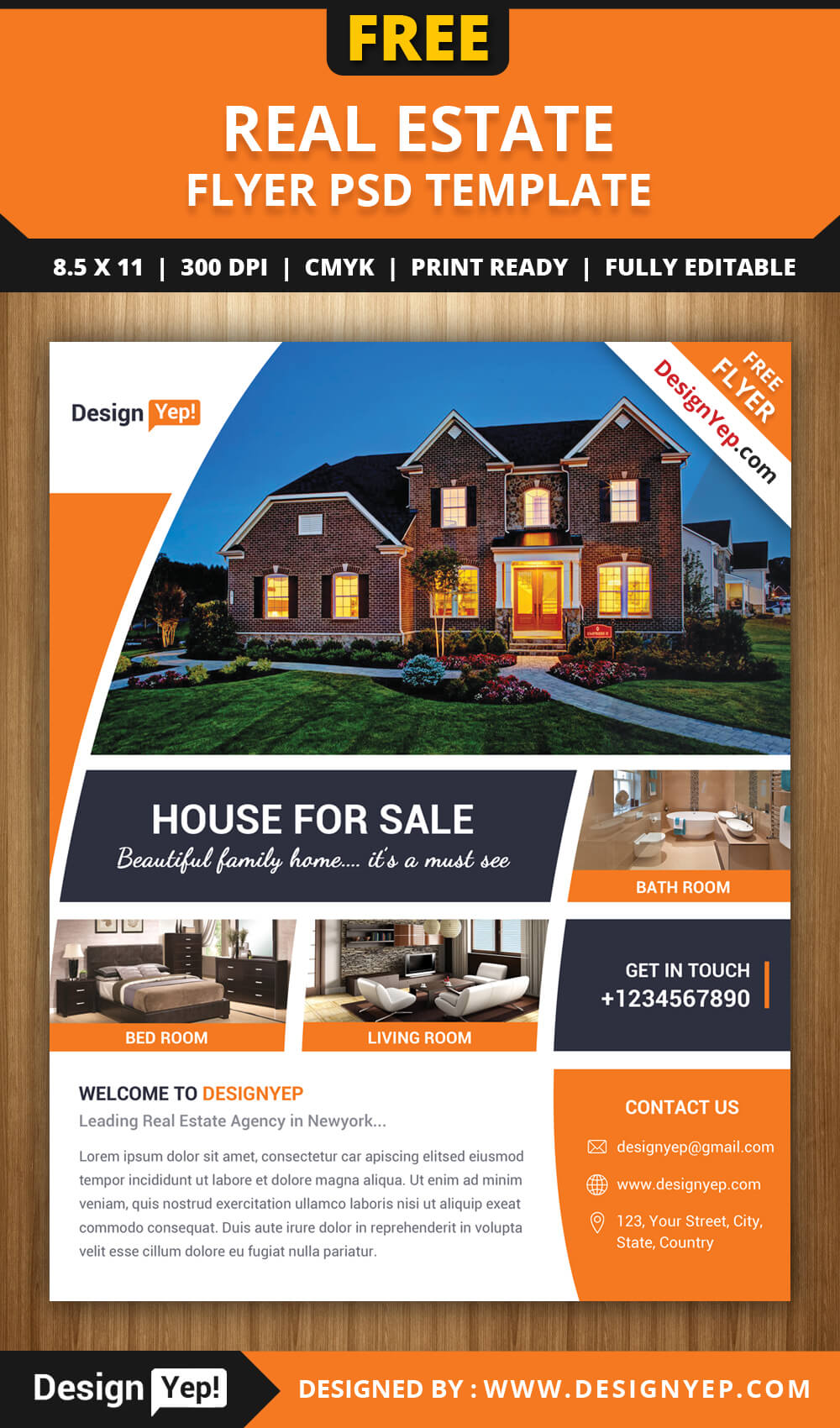 Free Real Estate Flyer Psd Template – Designyep With Regard To Real Estate Brochure Templates Psd Free Download