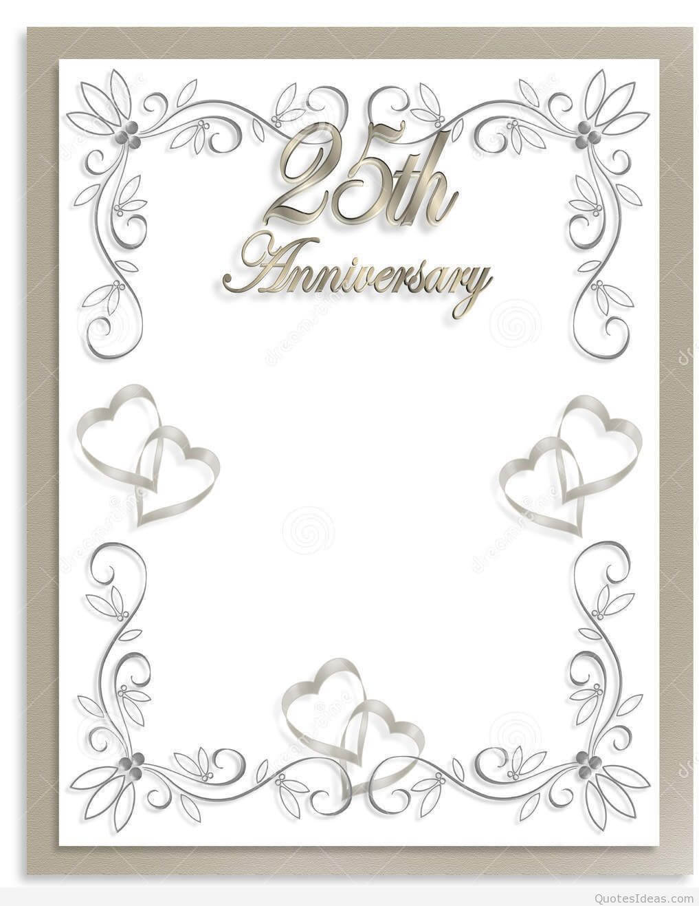 Free Silver Wedding Anniversary Invitations Templates Inside Template For Anniversary Card