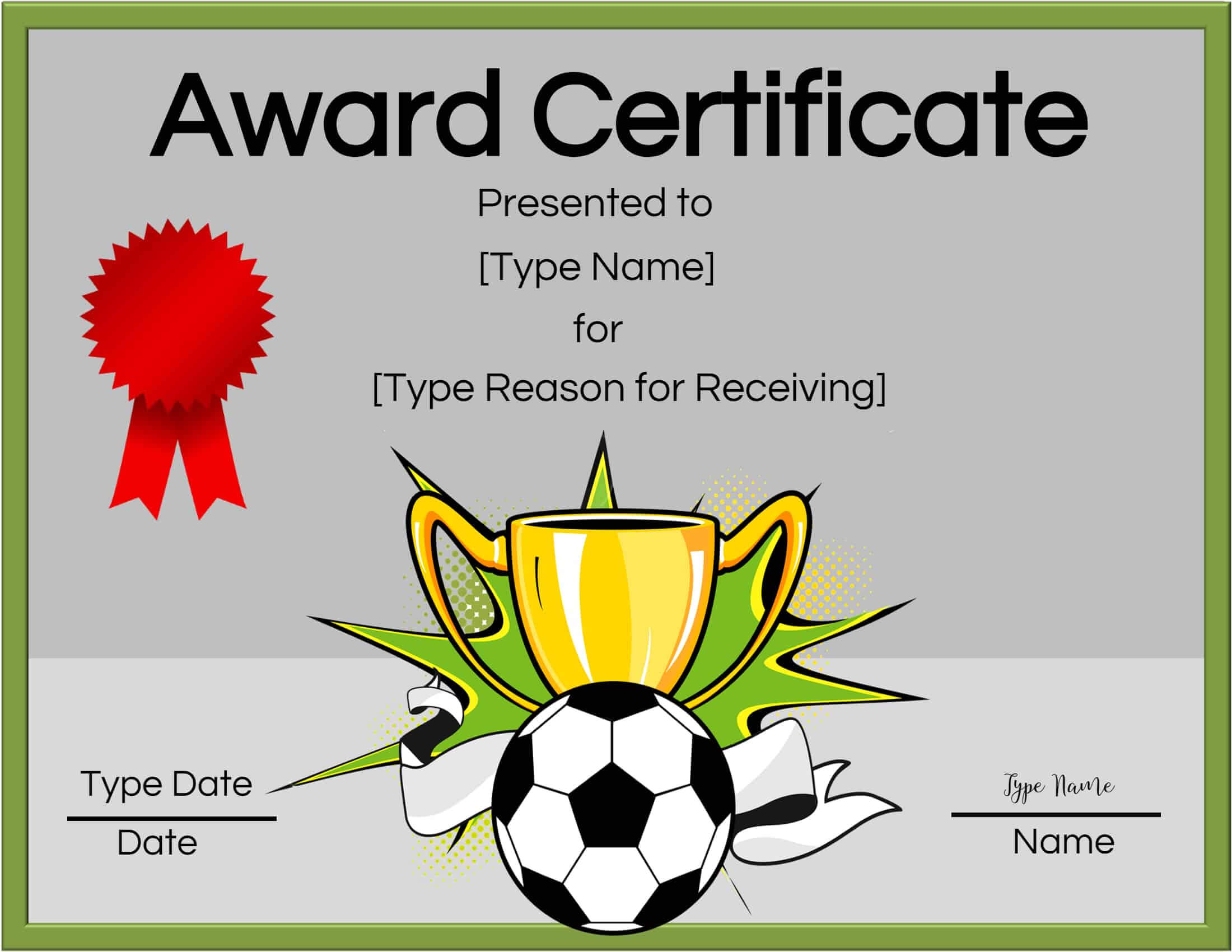 Free Soccer Certificate Maker | Edit Online And Print At Home Inside Soccer Certificate Templates For Word