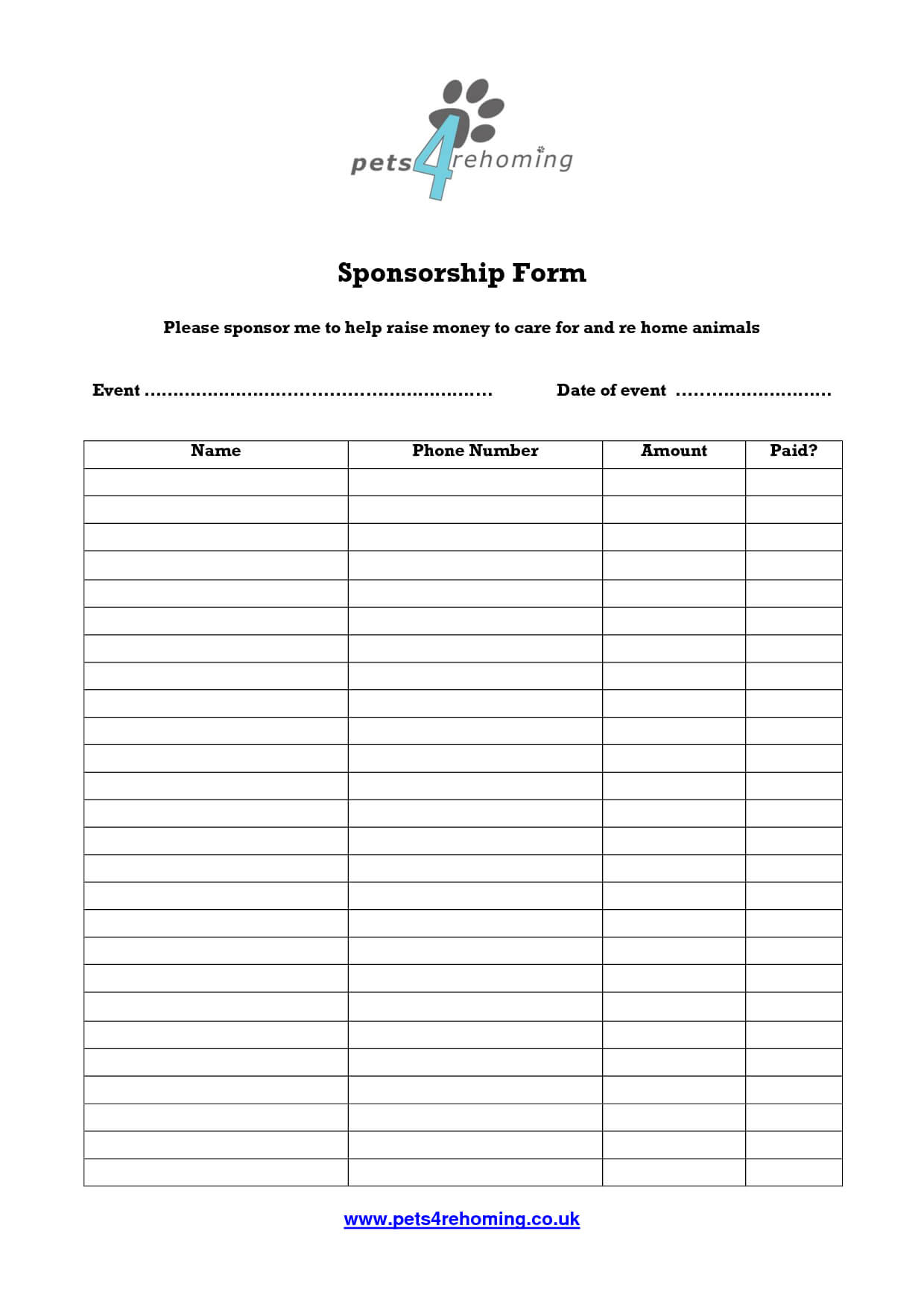 Free Sponsorship Form Template - Oloschurchtp For Sponsor Card Template