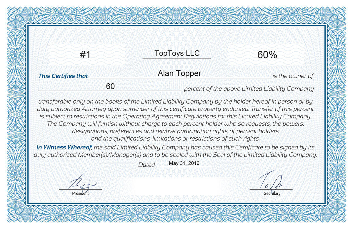 Free Stock Certificate Online Generator Pertaining To Llc Membership Certificate Template Word