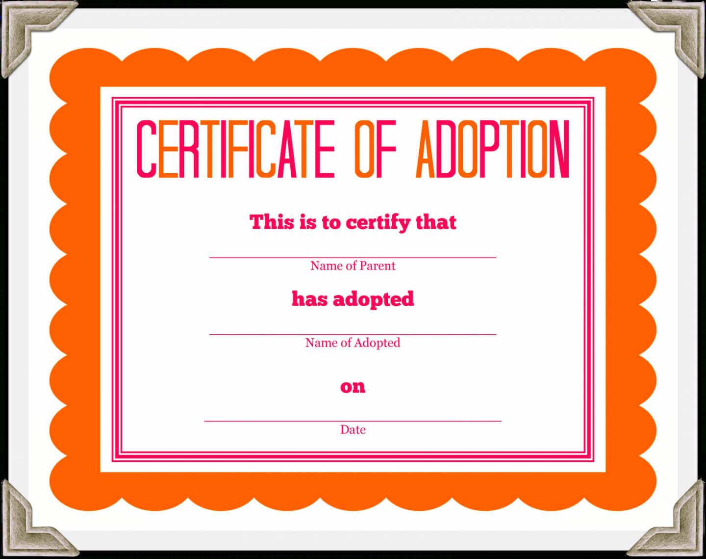 Free Stuffed Animal Adoption Certificate Pet Adoption For Pet Adoption Certificate Template