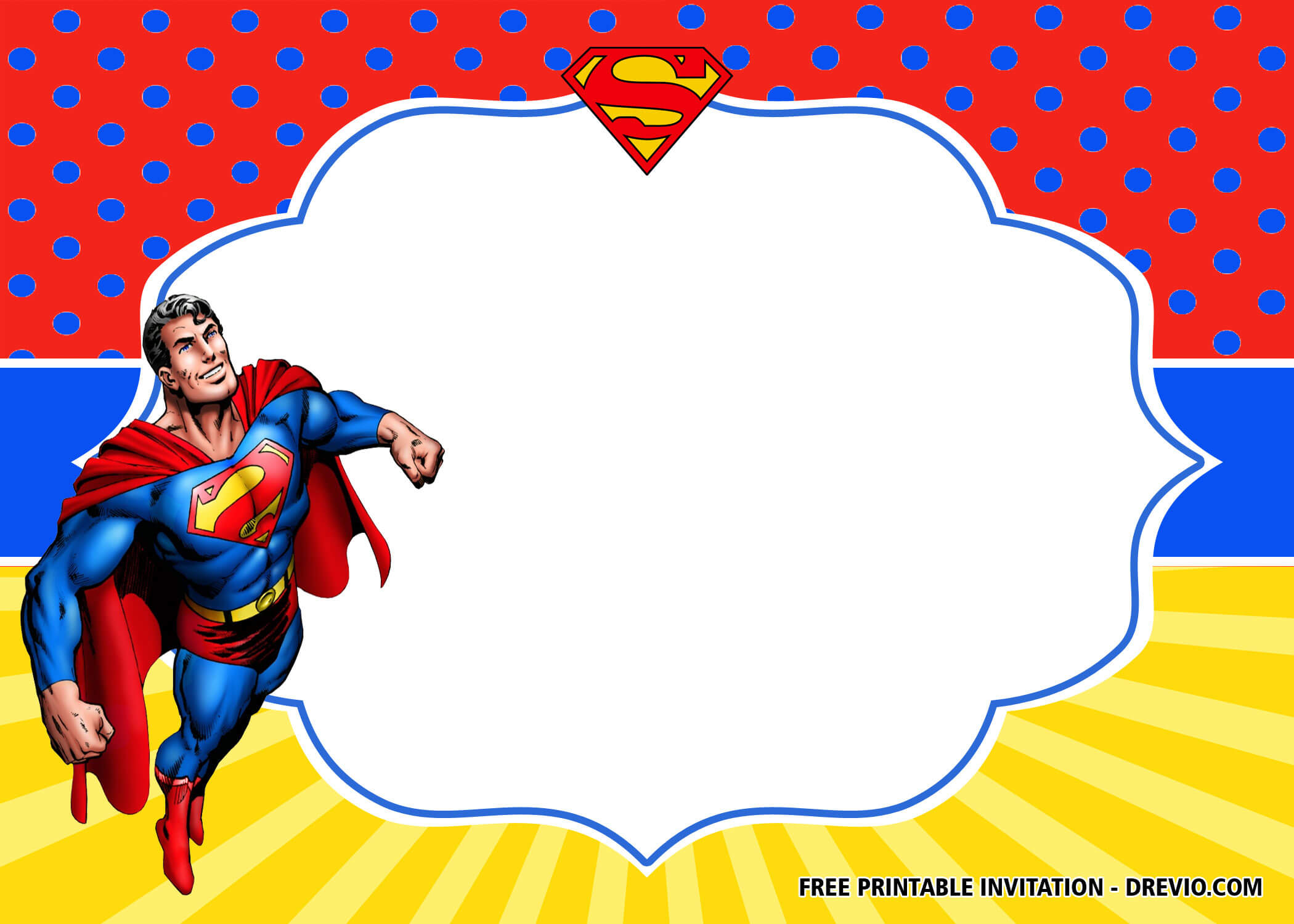 Free Superhero Superman Birthday Invitation Templates – Bagvania In Superman Birthday Card Template