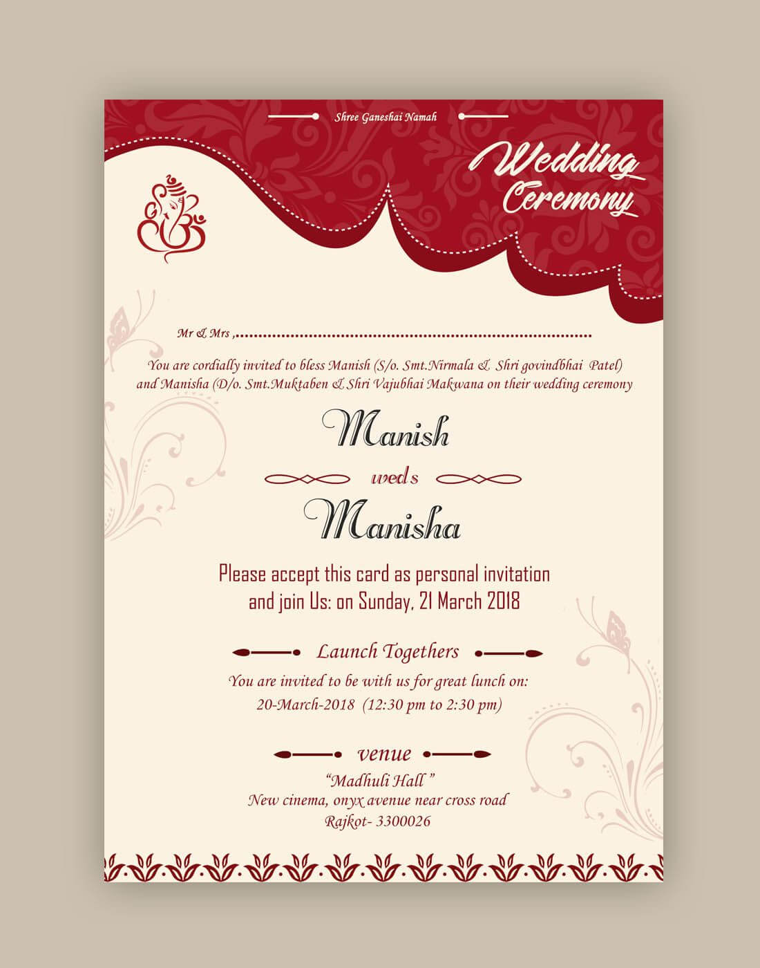 Free Wedding Card Psd Templates In 2020 | Marriage Cards In Indian Wedding Cards Design Templates