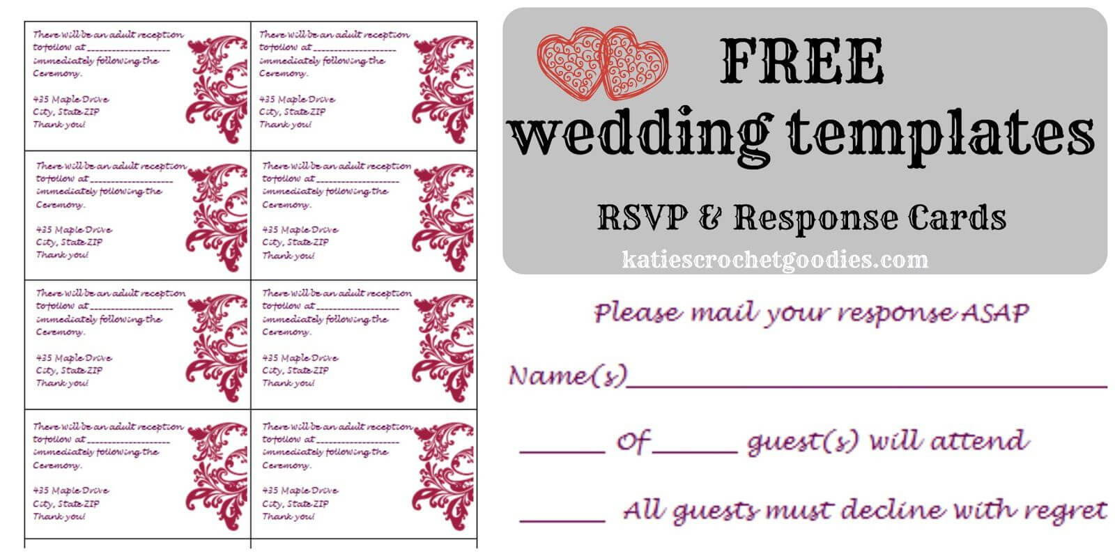 Free Wedding Rsvp & Response Card Template Templat | Free With Regard To Free Printable Wedding Rsvp Card Templates