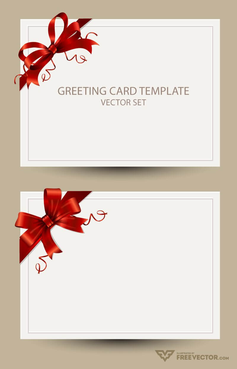 Freebie: Greeting Card Templates With Red Bow – Ai, Eps, Psd Pertaining To Greeting Card Layout Templates