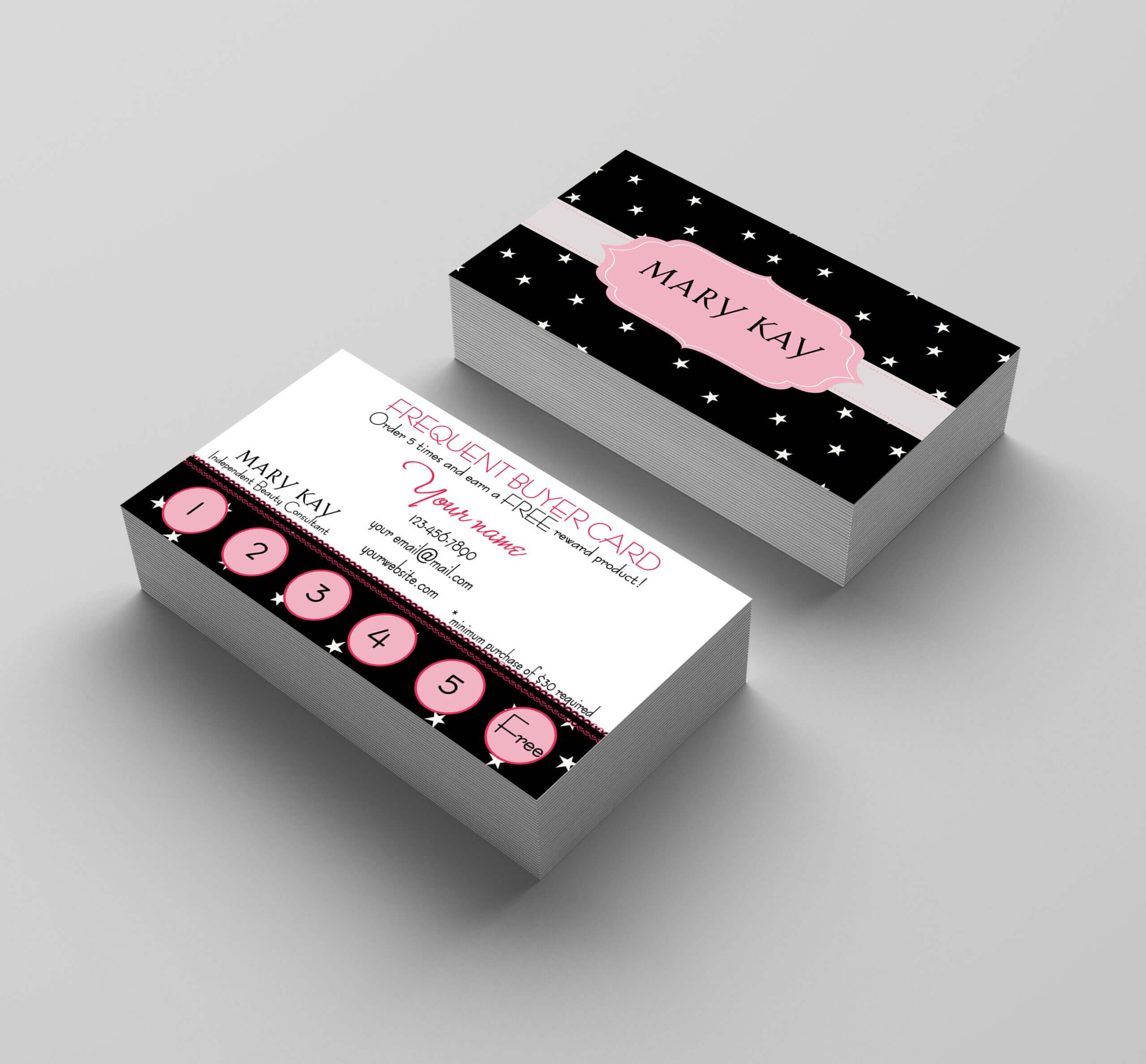 Frequent Buyer Card – Mary Kay – Stars | Mary Kay Party Pertaining To Mary Kay Business Cards Templates Free