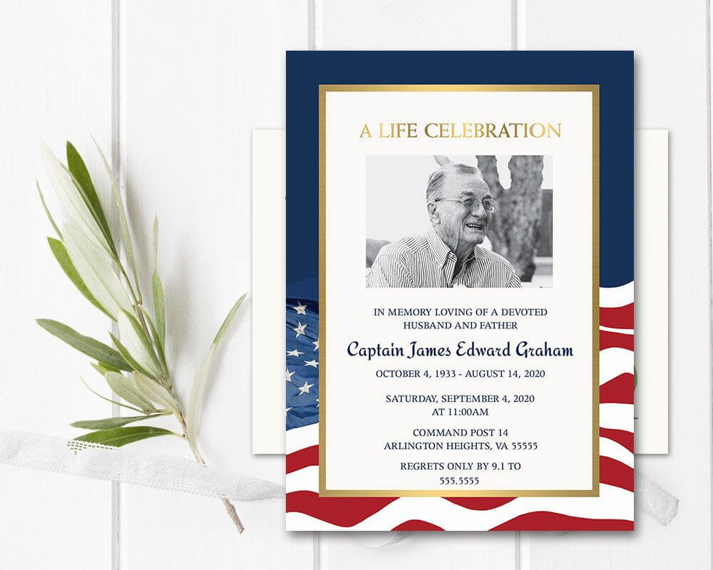 Funeral Announcement Card, Military Funeral Invitation For Funeral Invitation Card Template