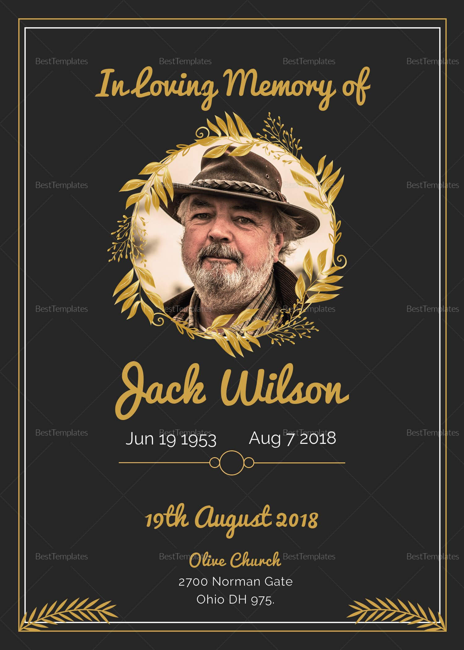 Funeral Invitation Card Template | Funeral Invitation For Funeral Invitation Card Template