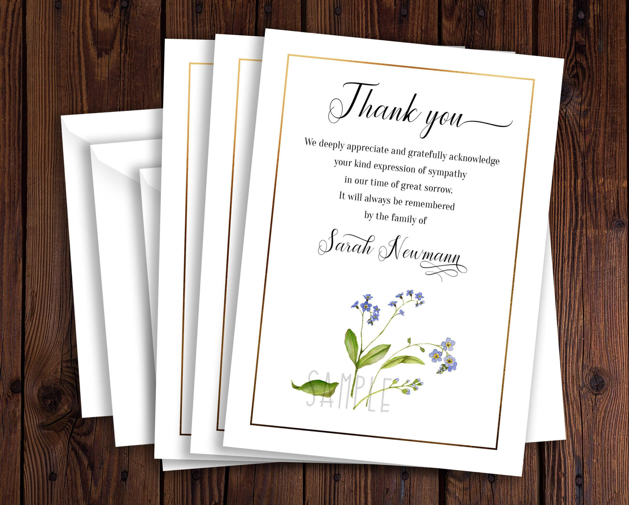 Funeral Thank You Card Template Sympathy Acknowledgement Intended For Sympathy Thank You Card Template