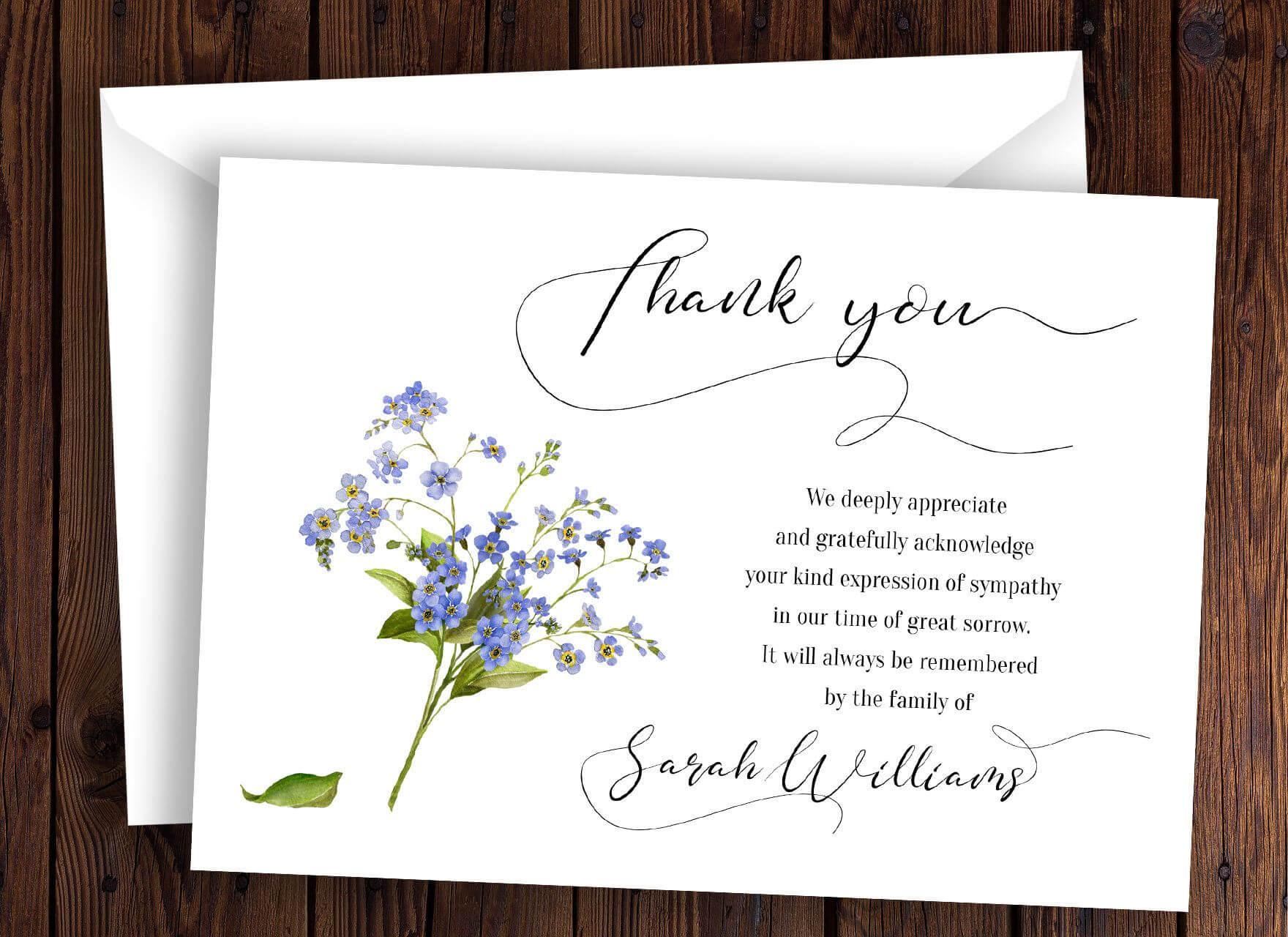 Funeral Thank You Card Template Sympathy Acknowledgement Pertaining To Sympathy Thank You Card Template