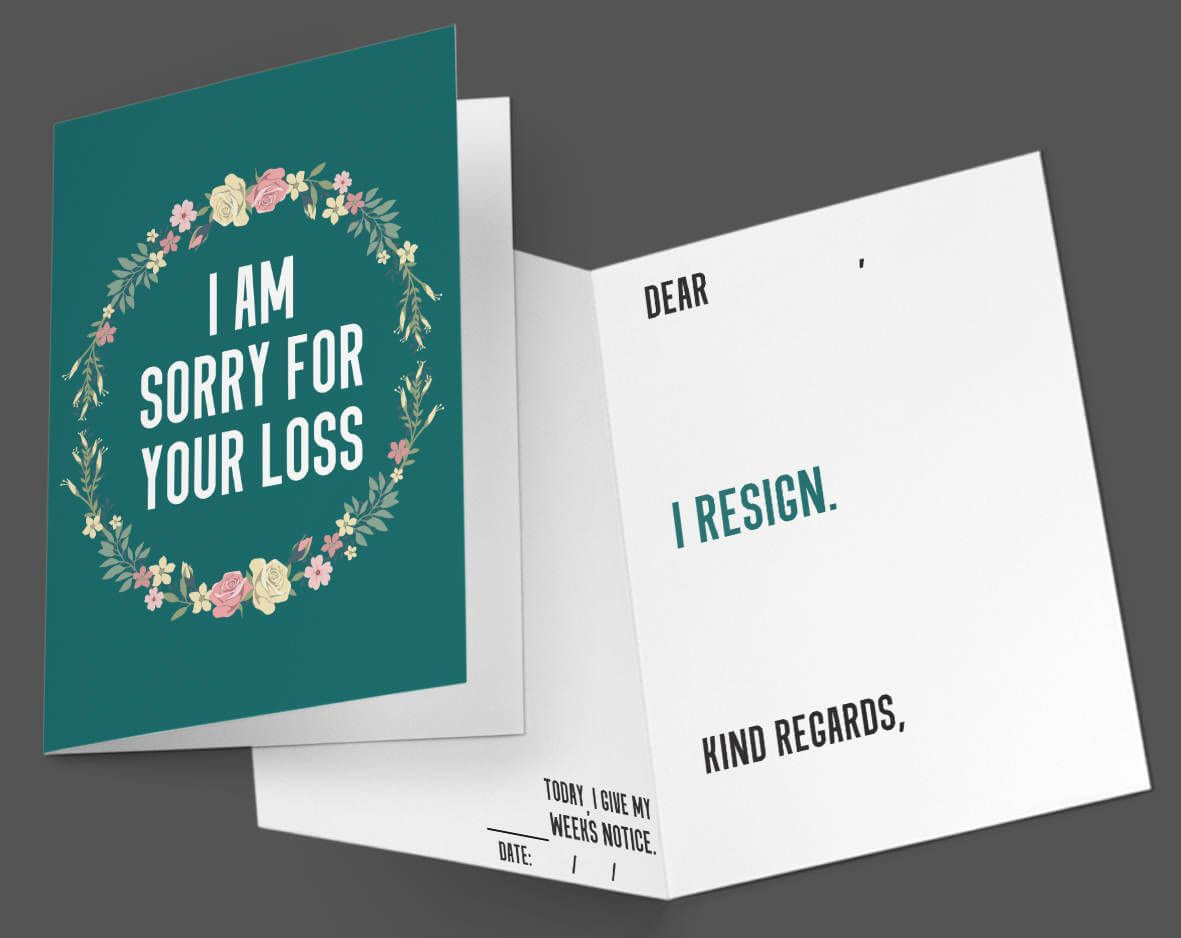 Funny Resignation Idea. I'm Sorry For Your Loss Card. | Etsy Pertaining To Sorry For Your Loss Card Template