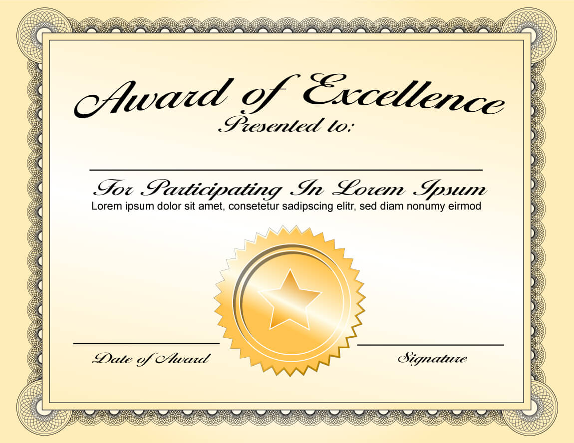 Generic Award Certificate In Vector Format - Trashedgraphics Regarding Generic Certificate Template