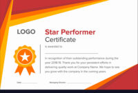 Geometric Red And Gold Star Performer Certificate for Star Performer Certificate Templates
