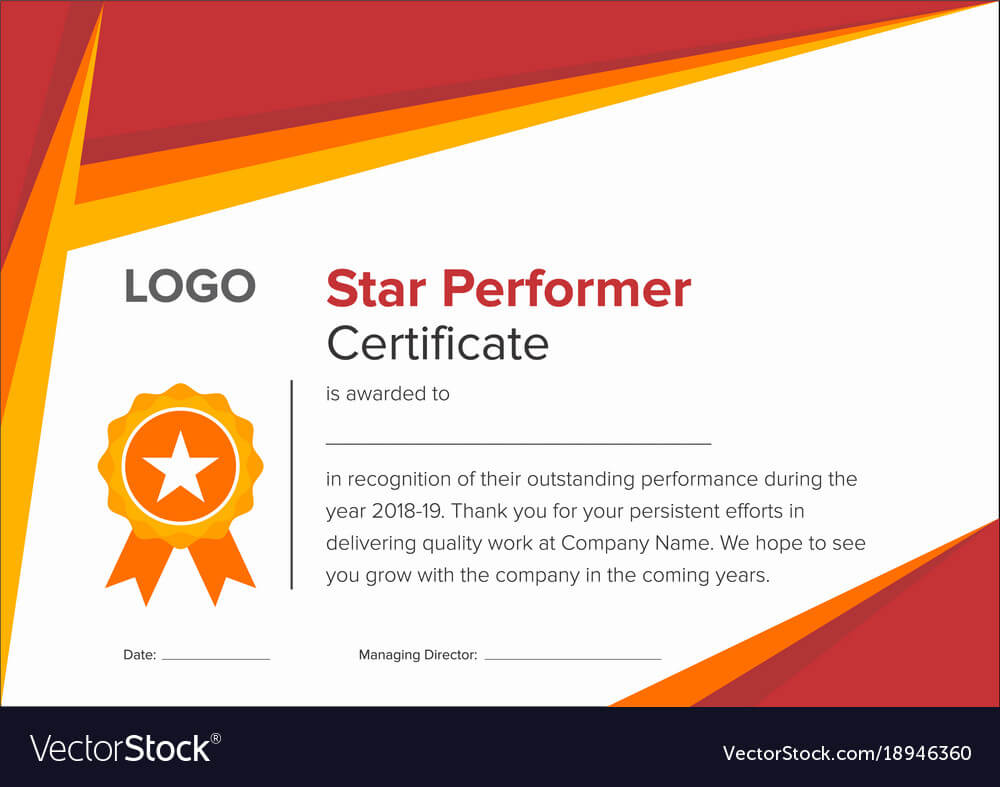 Geometric Red And Gold Star Performer Certificate For Star Performer Certificate Templates