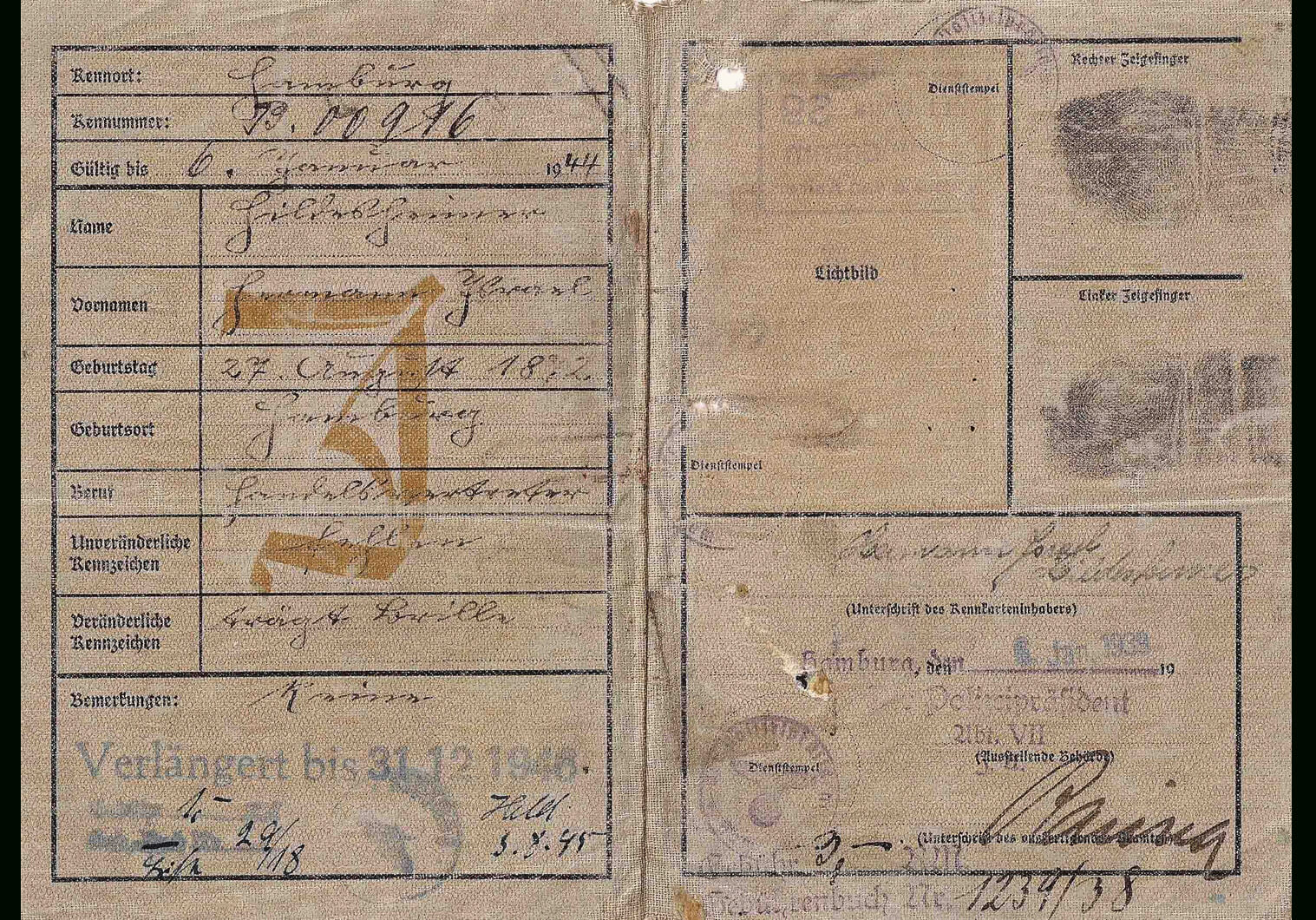 German Special Issued Id's For Jews – Our Passports For World War 2 Identity Card Template