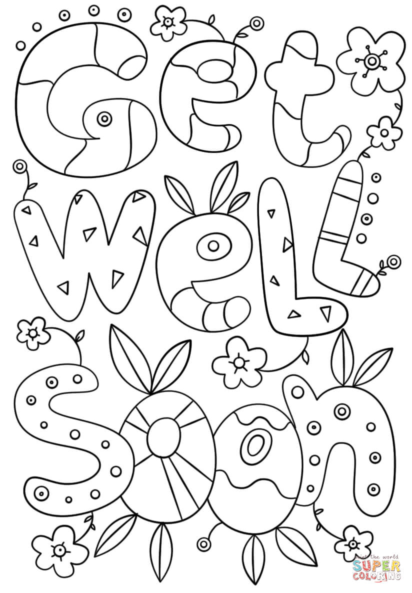 Get Well Soon Doodle Coloring Page | Free Printable Coloring Intended For Get Well Soon Card Template