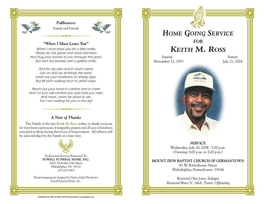 Gggggggggggggggg | Funeral Program Template Free, Program Pertaining To Memorial Brochure Template