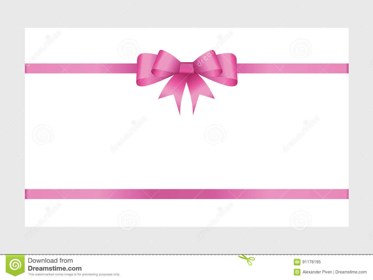Gift Card With Pink Ribbon And A Bow Stock Vector In Pink Gift Certificate Template