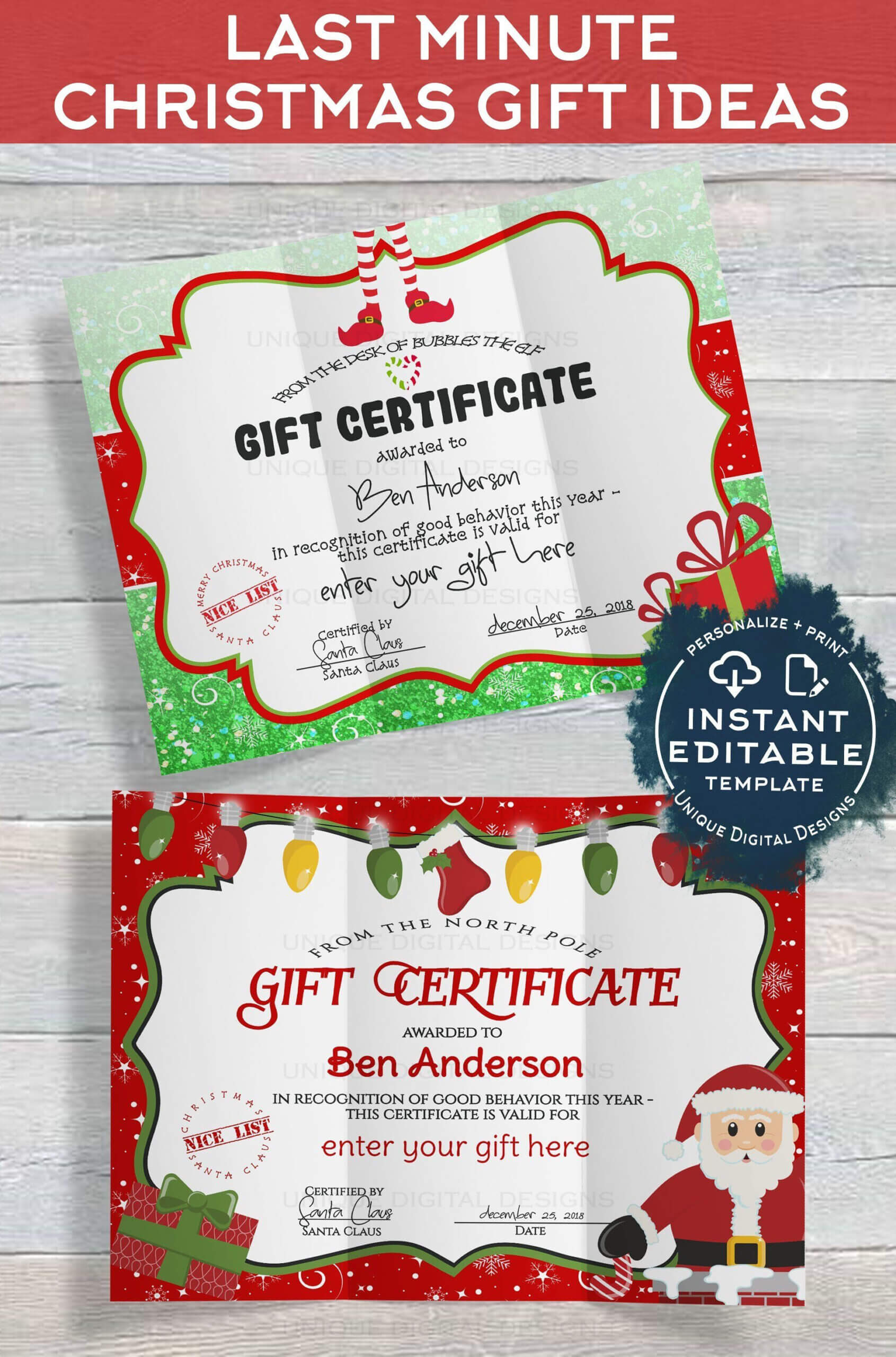Gift Certificate , Editable Gift Certificate From Santa Throughout Kids Gift Certificate Template