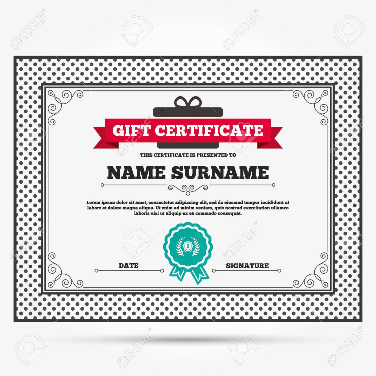 Gift Certificate. First Place Award Sign Icon. Prize For Winner.. Inside First Place Award Certificate Template