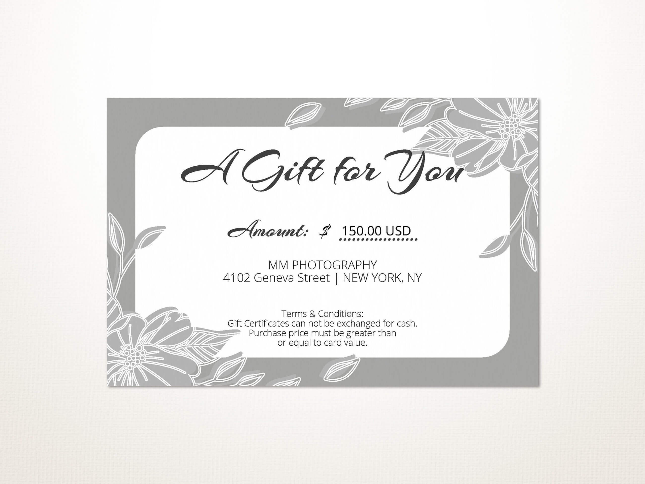 Gift Certificate Template, A Gift For You, Gift Voucher In Black And White Gift Certificate Template Free