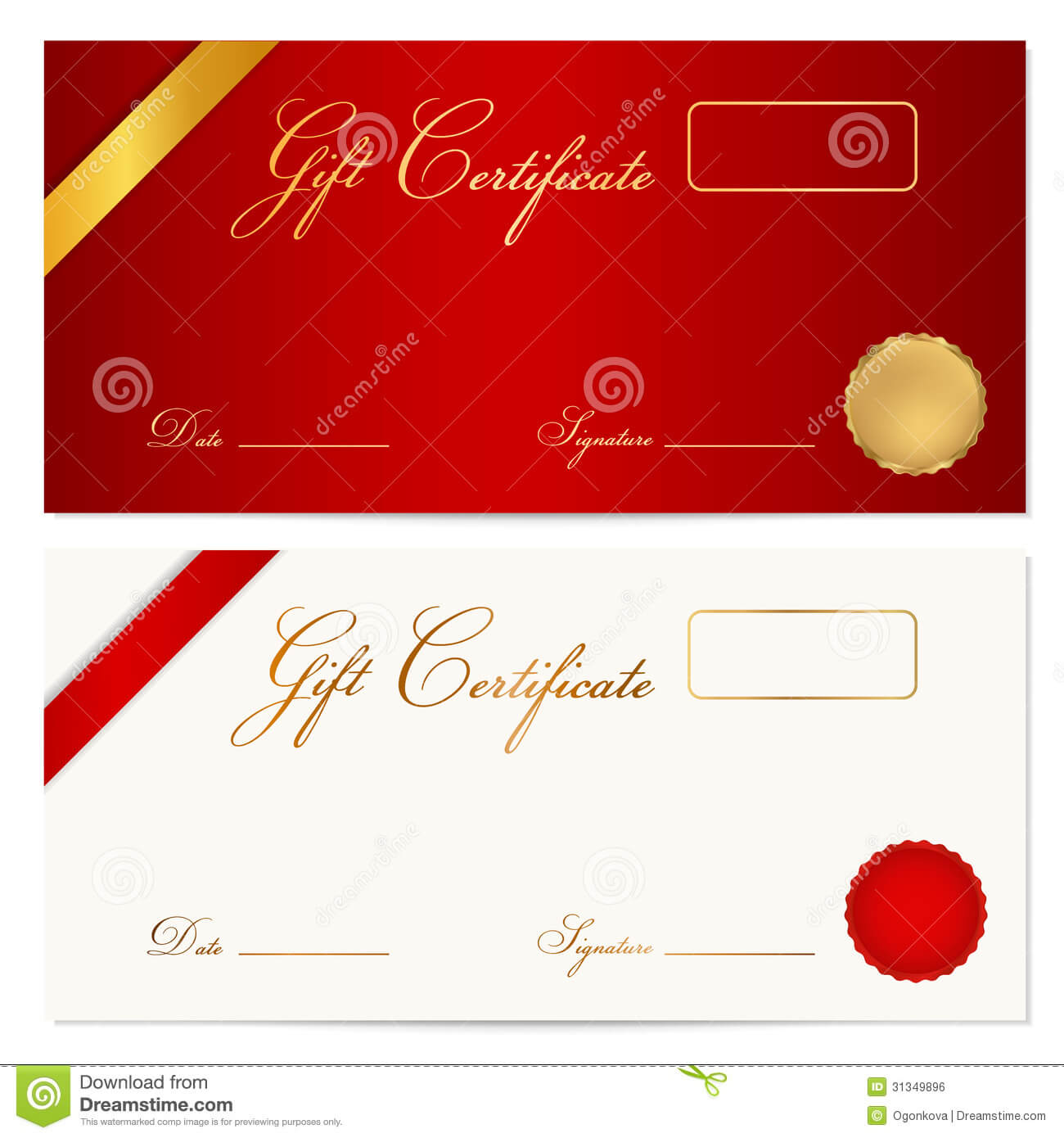 Gift Certificate (Voucher) Template. Wax Seal Stock Vector Throughout Graduation Gift Certificate Template Free