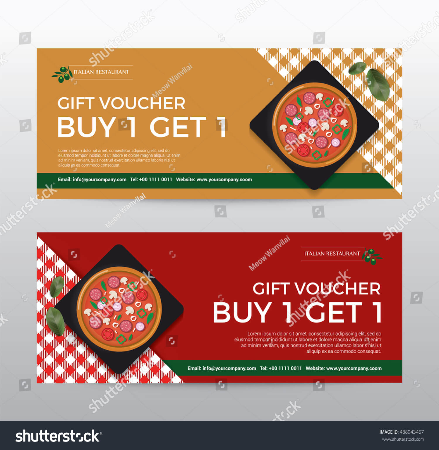 Gift Voucher Template Food Pizza Restaurant Stock Vector With Regard To Pizza Gift Certificate Template
